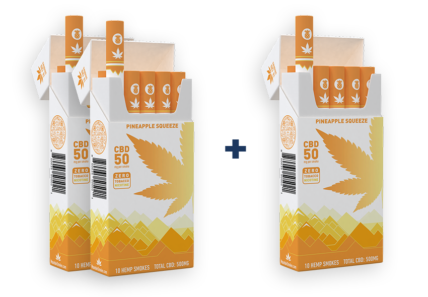 10-Pack of MOUNTAIN Smokes Originals CBD Hemp Smokes - Pineapple Squeeze - 50mg per Smoke