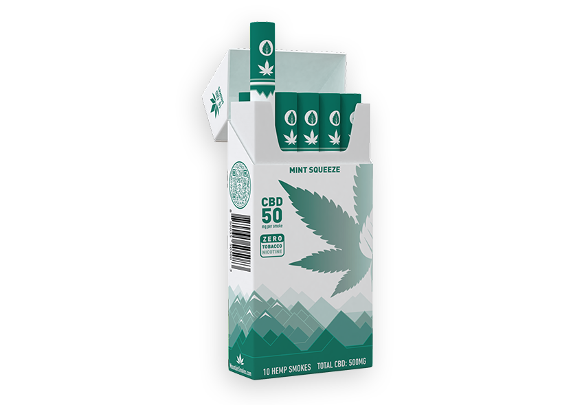 10-Pack of MOUNTAIN Smokes Originals CBD Hemp Smokes - Mint Squeeze - 50mg per Smoke