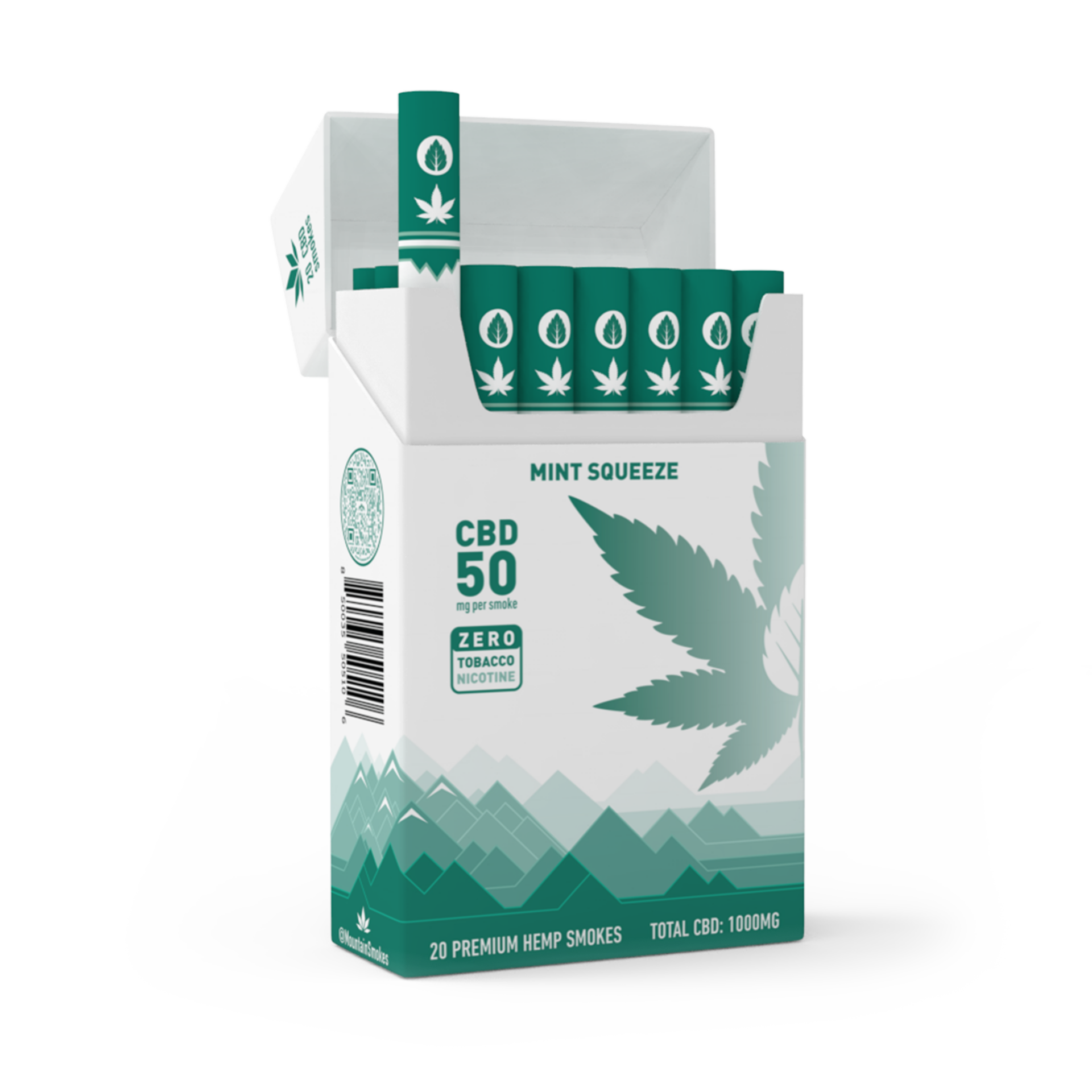 20 pack of mountain smokes originals cbd hemp smokes mint squeeze 50mg cbd